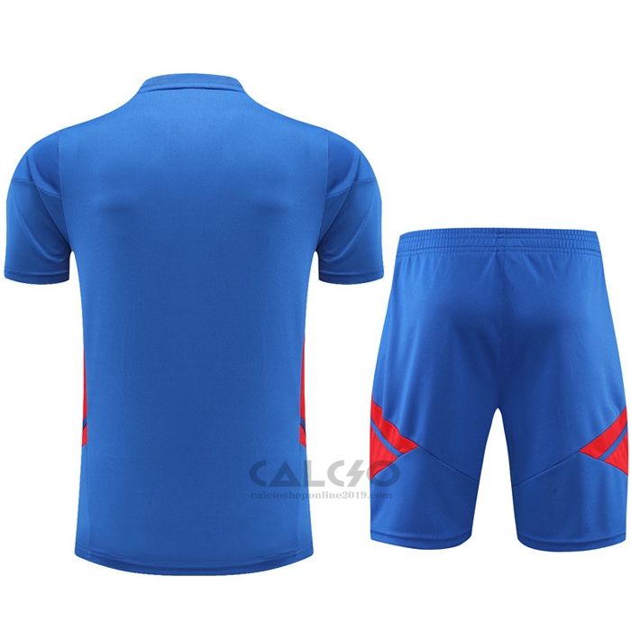 Tuta da Track Olympique Lione Manica Corta 2022-2023 Blu - Pantaloncini